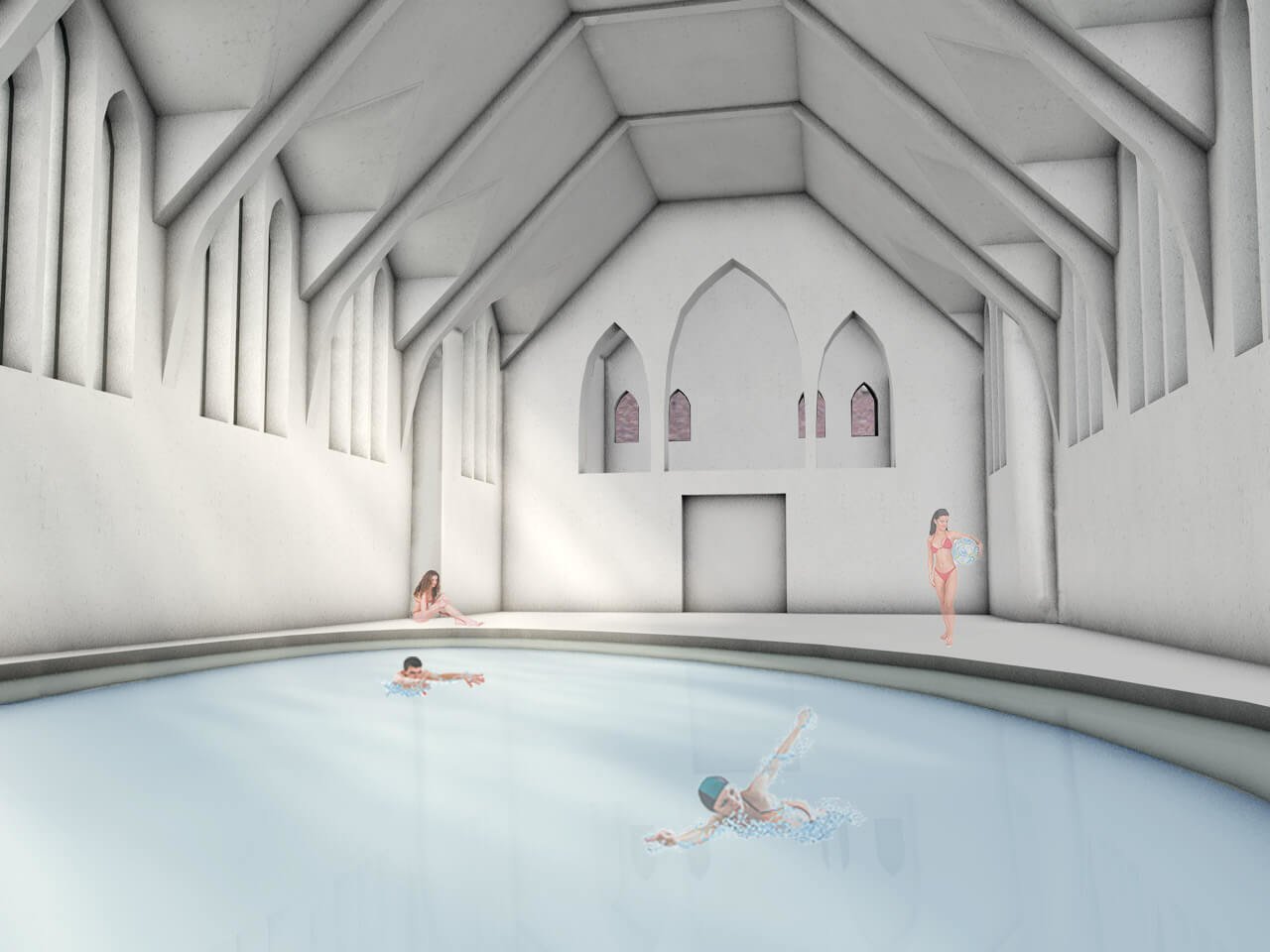 Liong Lie architects Castle Gemert interior chapel with swimming pool